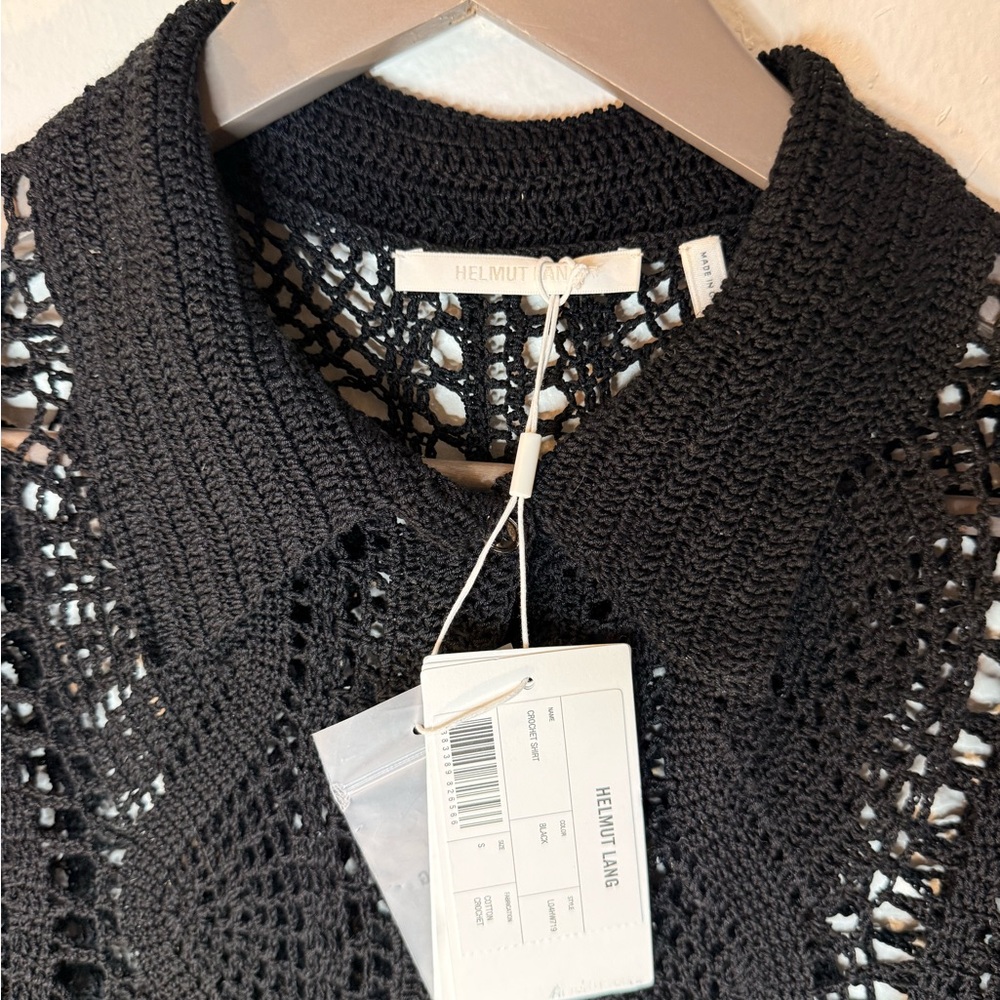 NWT Helmut Lang $895 Crochet Black Knit Cardigan, Small